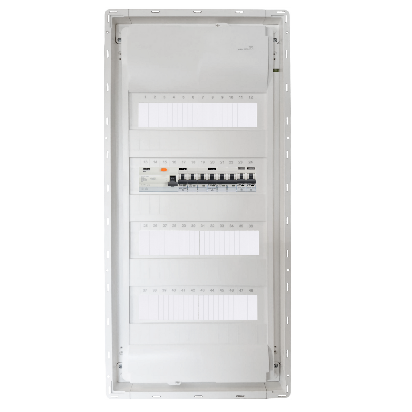Sicherungskasten, 2,3,4,5 Reihig, Aufputz, Unterputz, Hohlwand, verdrahtet, VDE 1 x FI 40A/30mA + 2 x 3P LS B16 + 2 x 1P LS B16