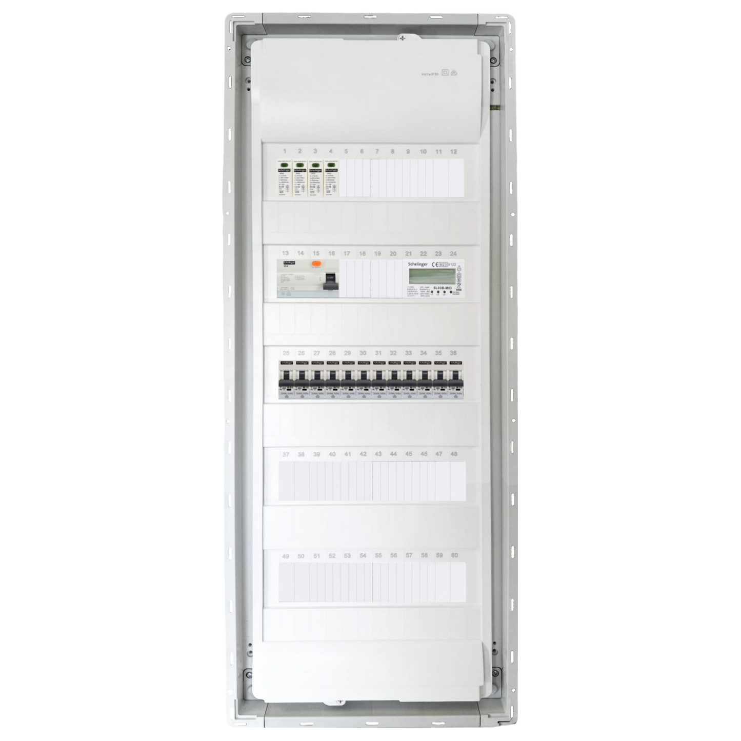Sicherungskasten, 2,3,4,5 Reihig, Aufputz, Unterputz, Hohlwand, verdrahtet, VDE 1 x FI 40A/30mA + 12 x 1P LS B16