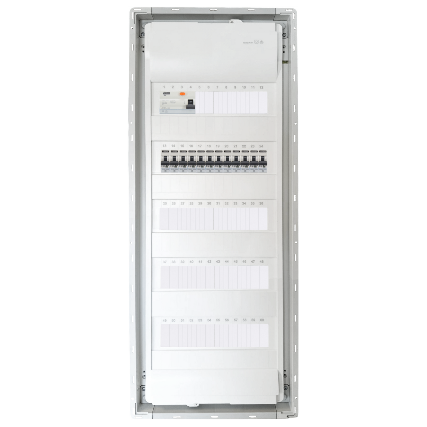 Sicherungskasten, 2,3,4,5 Reihig, Aufputz, Unterputz, Hohlwand, verdrahtet, VDE 1 x FI 40A/30mA + 12 x 1P LS B16