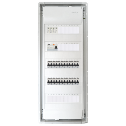 Sicherungskasten,3,4,5 Reihig, Aufputz, Unterputz, Hohlwand, verdrahtet, VDE 1 x FI 40A/30mA + 24 x 1P LS B16