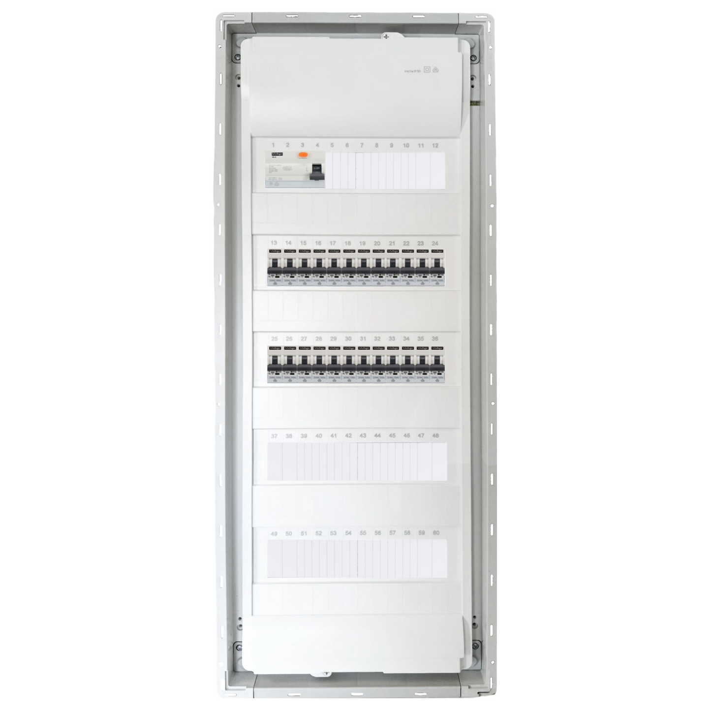 Sicherungskasten,3,4,5 Reihig, Aufputz, Unterputz, Hohlwand, verdrahtet, VDE 1 x FI 40A/30mA + 24 x 1P LS B16