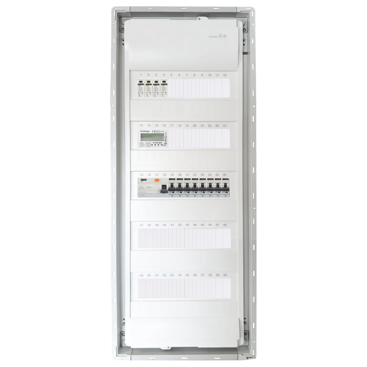 Sicherungskasten, 2,3,4,5 Reihig, Aufputz, Unterputz, Hohlwand, verdrahtet, VDE 1 x FI 40A/30mA + 8 x 1P LS B16