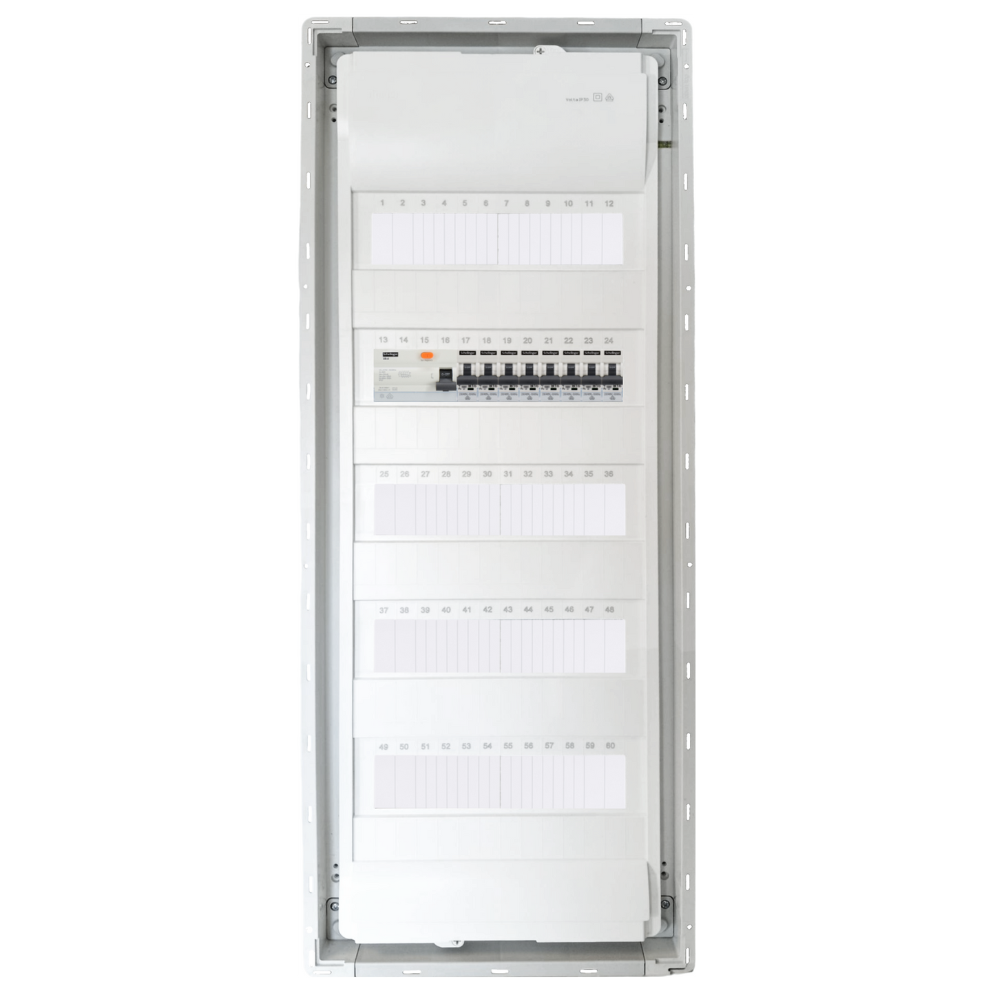 Sicherungskasten, 2,3,4,5 Reihig, Aufputz, Unterputz, Hohlwand, verdrahtet, VDE 1 x FI 40A/30mA + 8 x 1P LS B16