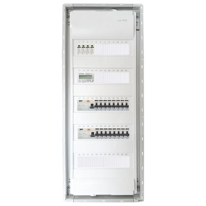 Sicherungskasten,3,4,5 Reihig, Aufputz, Unterputz, Hohlwand, verdrahtet, VDE 2 x FI 40A/30mA + 16 x 1P LS B16