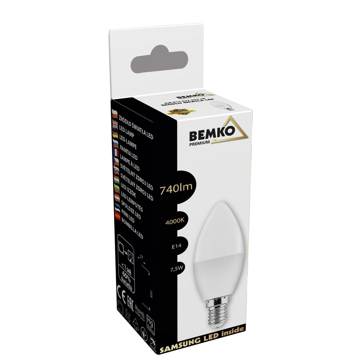 Bemko LED-Kerzenlampe E14 C37 7,5W D84-SLB-E14-C37-075-4K – Ansicht 4