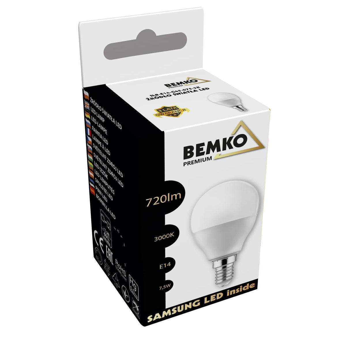 Bemko LED-Tropfenlampe E14 G45 7,5W D84-SLB-E14-G45-075-3K – Ansicht 4