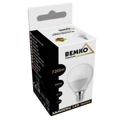 Bemko LED-Tropfenlampe E14 G45 7,5W D84-SLB-E14-G45-075-3K – Ansicht 4