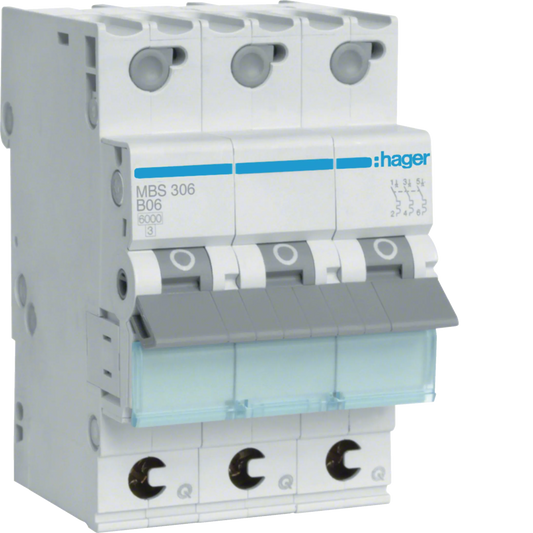 Hager MBS306 Leitungsschutzschalter, 3-polig, B6, QuickConnect