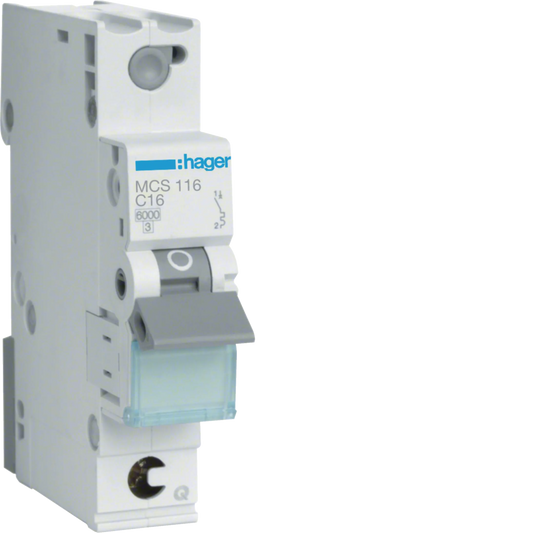 Hager MCS116 Leitungsschutzschalter, 1-polig, C16, QuickConnect