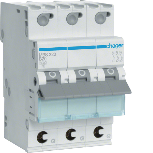Hager MBS320 Leitungsschutzschalter, 3-polig, B20, QuickConnect