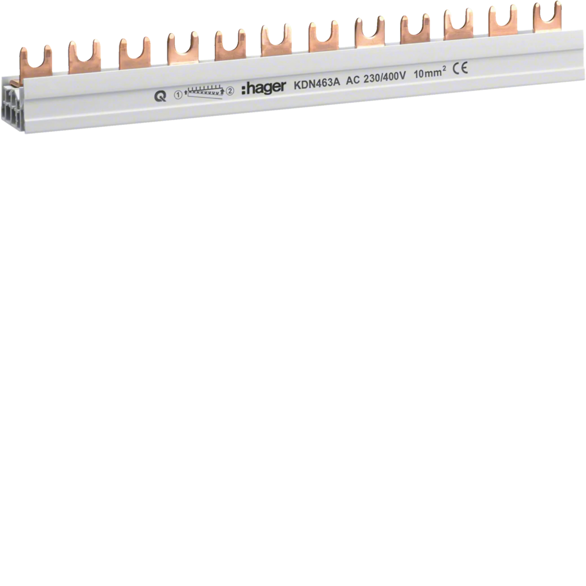 Hager KDN463A Phasenschiene mit Gabelanschluss, 4P, 12 Module