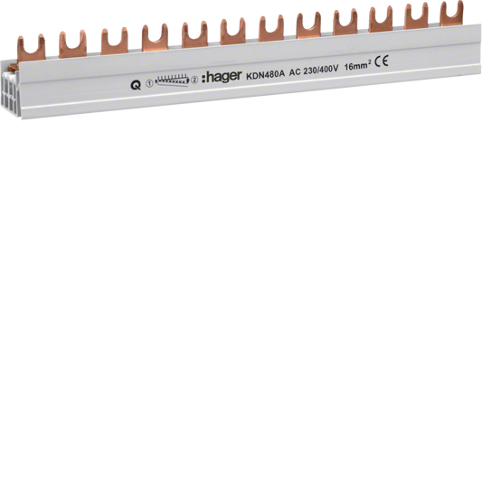 Hager KDN480A Phasenschiene mit Gabelanschluss, 4P, 12 Module