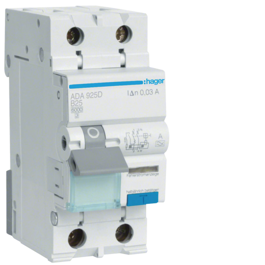 Hager ADA925D FI/LS-Schalter, 1P+N, 6kA, B25, 30mA, Typ A