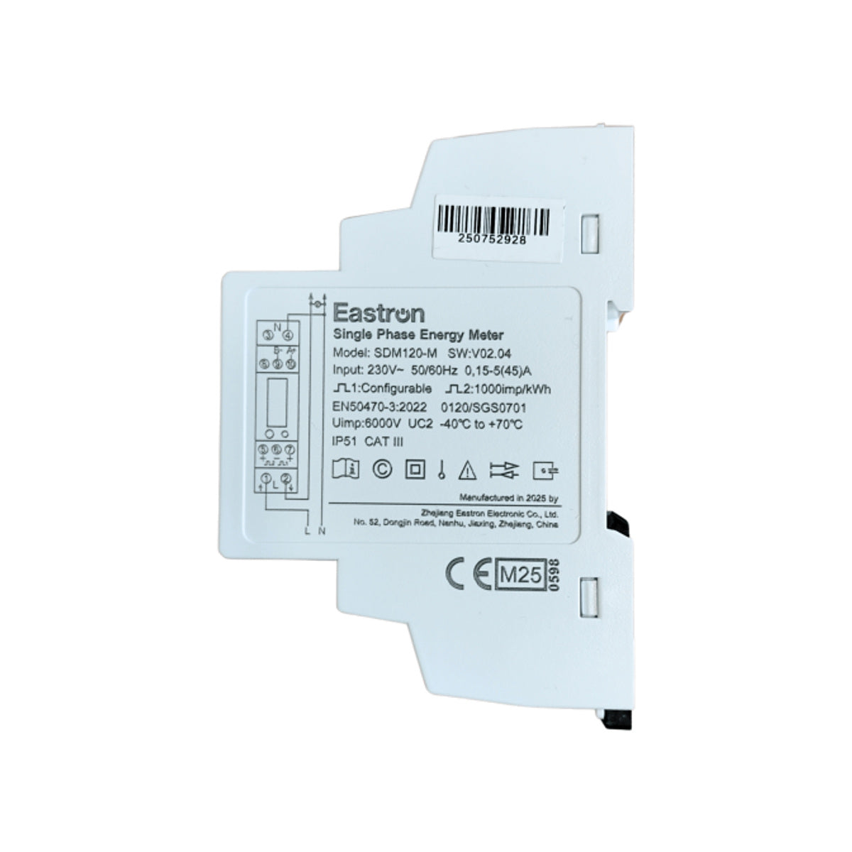 EASTRON Wechselstromzähler SDM 120 M MID, 230 V, 45 A, Modbus RTU, bidirektional – Ansicht 2