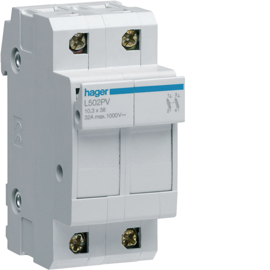 Hager L502PV Sicherungssockel 2P 32 A 1000 V DC 10 × 38 mm PV