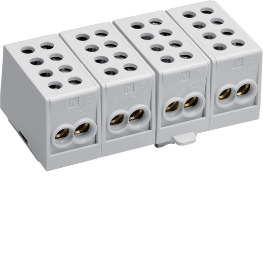 Hager KH35A Hauptleitungsabzweigklemme 4polig, 2 × 35mm²-2 × 25mm² je Pol, IP20, Farbe: Grau