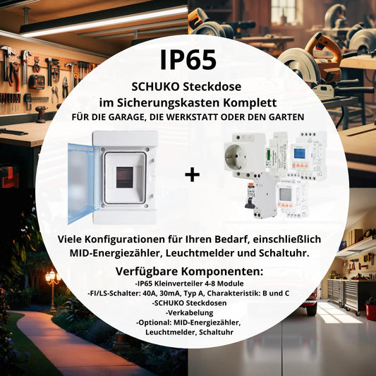 Steckdosen im IP65 Kleinverteiler mit Sicherungen