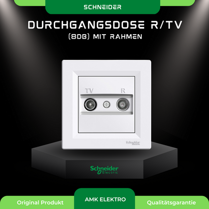 Durchgangsdose R/TV (8dB) mit Rahmen, weiß Schneider Asfora EPH3300321