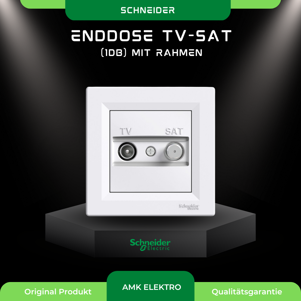 Enddose TV-SAT (1dB) mit Rahmen, weiß Schneider Asfora EPH3400121