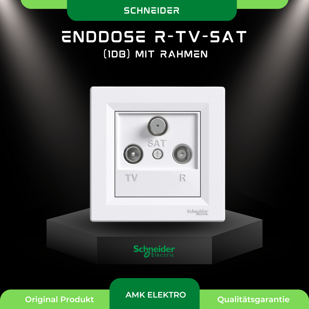 Enddose R-TV-SAT (1dB) mit Rahmen, weiß Schneider Asfora EPH3500121