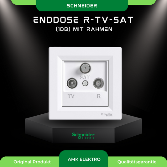Enddose R-TV-SAT (1dB) mit Rahmen, weiß Schneider Asfora EPH3500121