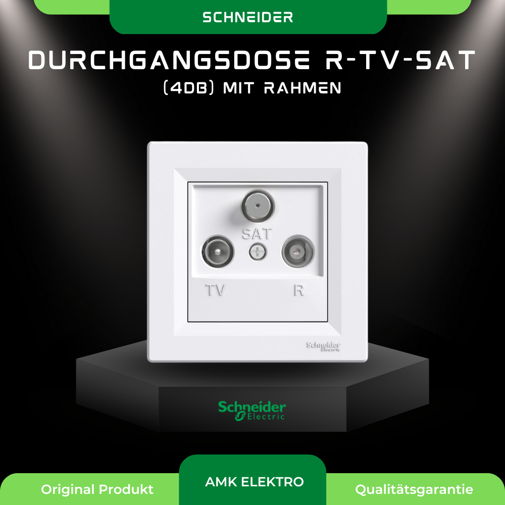 Durchgangsdose R-TV-SAT (4dB) mit Rahmen, weiß Schneider Asfora EPH3500221