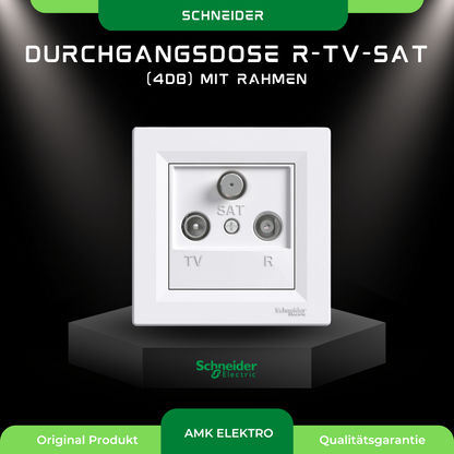 Durchgangsdose R-TV-SAT (4dB) mit Rahmen, weiß Schneider Asfora EPH3500221
