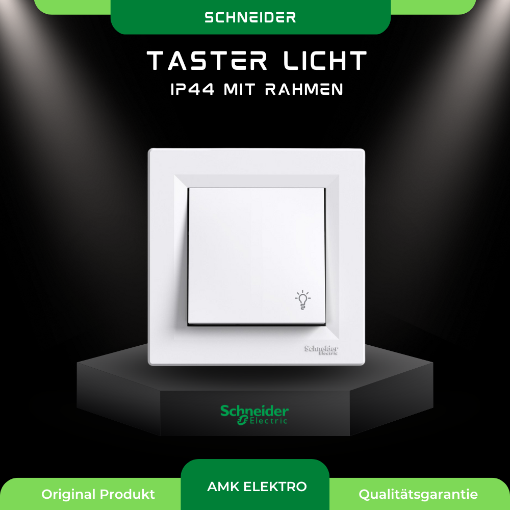 Taster Licht IP44 mit Rahmen, Weiß Schneider Asfora EPH0900221