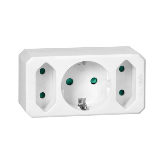 Verteiler 2x2P + 1x2P+Ed (Schuko) , weiß