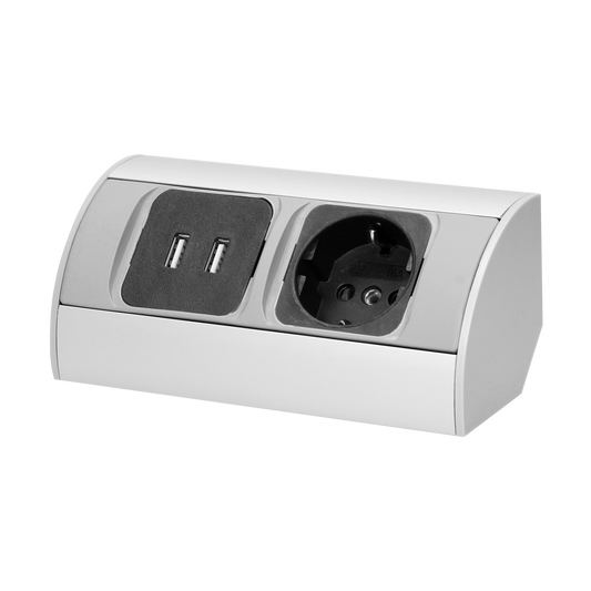 Möbel-Steckdose 1x2P+Z, 2xUSB, Schuko Variante