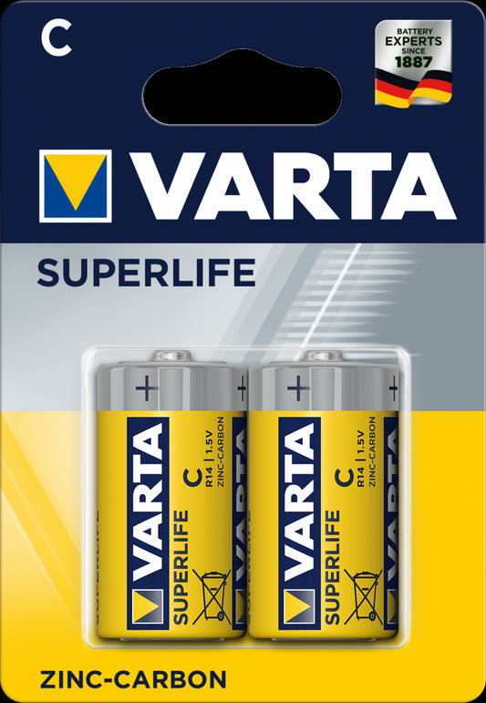 2 x Varta Superlife Baby C MN1400 R14 LR14 1,5V Zink-Kohle Batterie Typ 2014