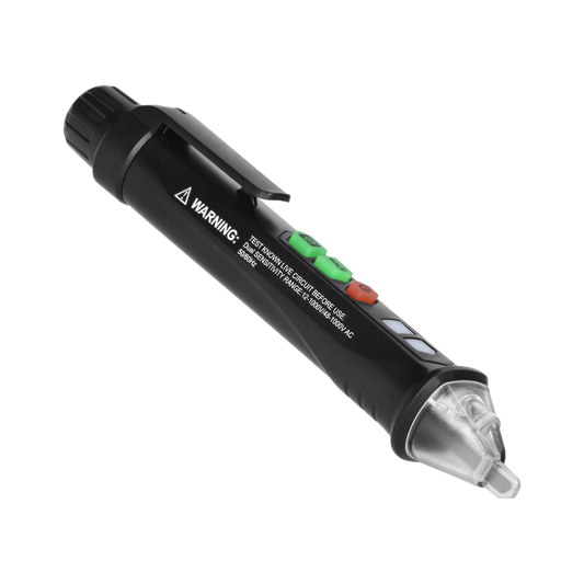 Induktiver Spannungsprüfer mit Taschenlampe, 12-1000V, AC/DC, schwarz