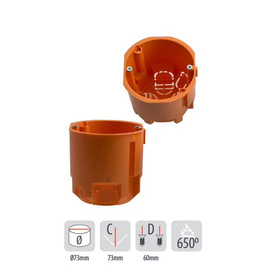 Gerätedosen, Verbindungsdose, unterputz, 73mm, tiefe mit Schrauben, orange