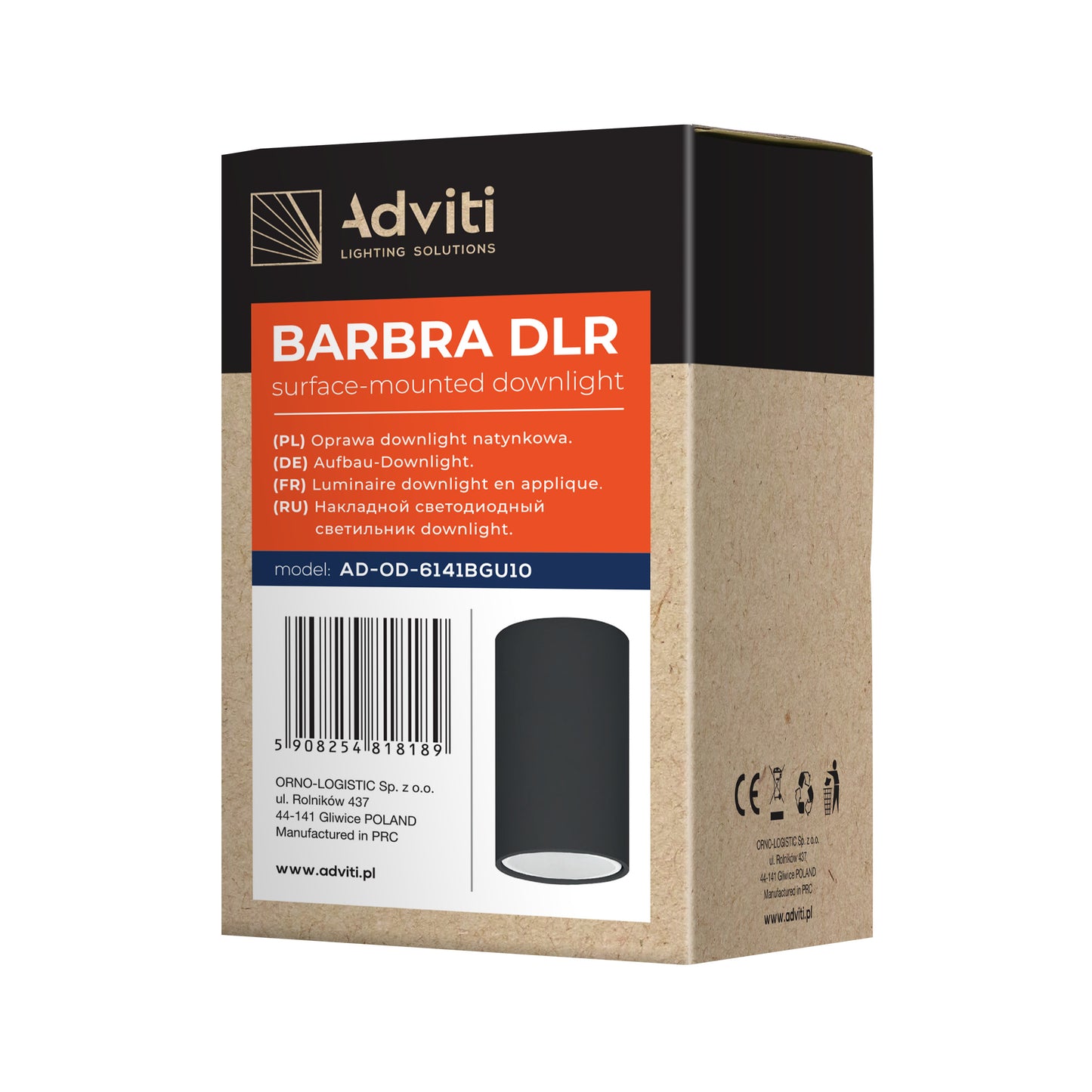 BARBRA DLR GU10 Aufbau-Downlight max 50W, IP20, rund, schwarz, Aluminium