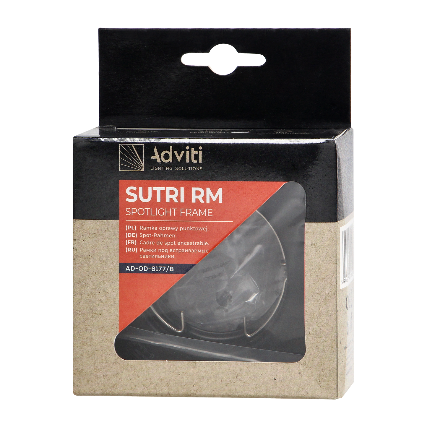SUTRI SC Einbaurahmen für Strahler, MR16/GU10 max 50W, quadratisch, befestigt, Schwarz