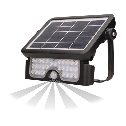 LUX LED 5W, Solarscheinwerfer mit Bewegungsmelder 500lm, IP65, 4000K, 2x1500mAh, schwarz