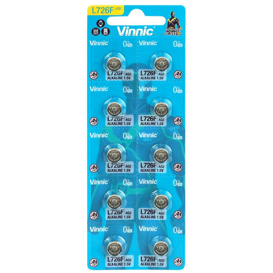 10 x Vinnic G2 / AG2 / L726 / LR59 Alkaline Knopfzelle Batterien