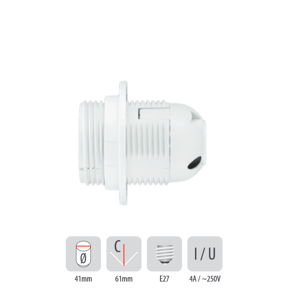Thermoplastische Fassung E27 mit Flansch Weiß