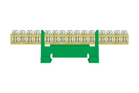 Schutzklemmeleisten für Montage auf Schiene 15 x 16 mm2 grün