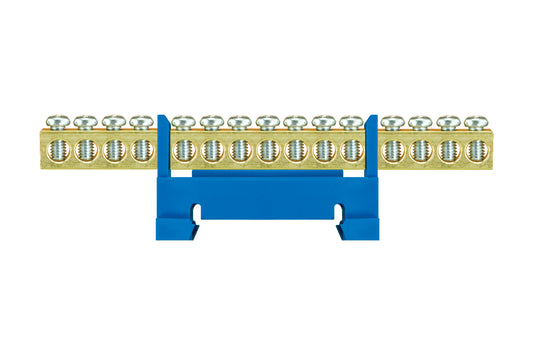 Schutzklemmeleisten für Montage auf Schiene 15 x 16 mm2 blau