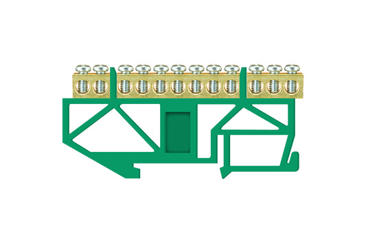 Schutzklemmeleisten, hohe Basis, für Montage auf Schiene 12 x 16 mm2 grün