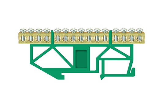 Schutzklemmeleisten, hohe Basis, für Montage auf Schiene 15 x 16 mm2 grün