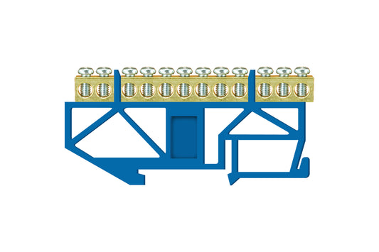 Schutzklemmeleisten, hohe Basis, für Montage auf Schiene 12 x 16 mm2 blau