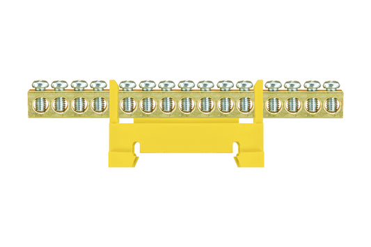 Schutzklemmeleisten für Montage auf Schiene 15 x 16 mm2 gelb