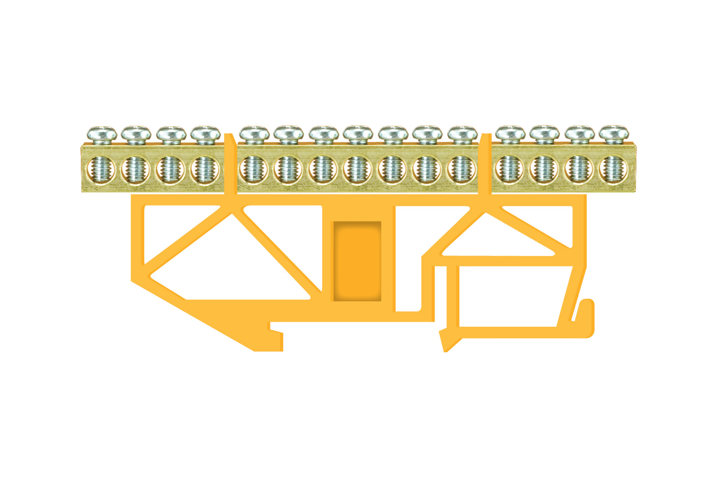 Schutzklemmeleisten, hohe Basis, für Montage auf Schiene 15 x 16 mm2 gelb