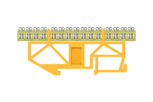 Schutzklemmeleisten, hohe Basis, für Montage auf Schiene 15 x 16 mm2 gelb