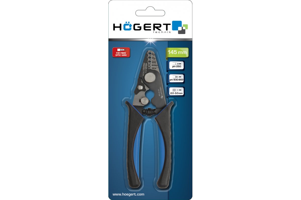 Högert Technik Abisolierzange für Lichtfaser Leitungen, 145mm