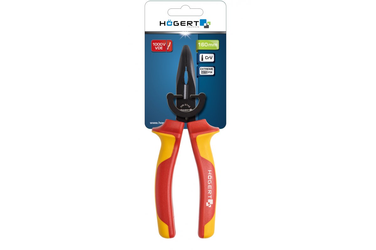 Högert Technik Flachrundzange, gerade 160 mm, 1000V VDE