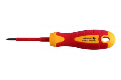 Högert Technik Kreuzschlitzschraubendreher PH1, 80 mm, 1000 V, S2 Stahl VDE