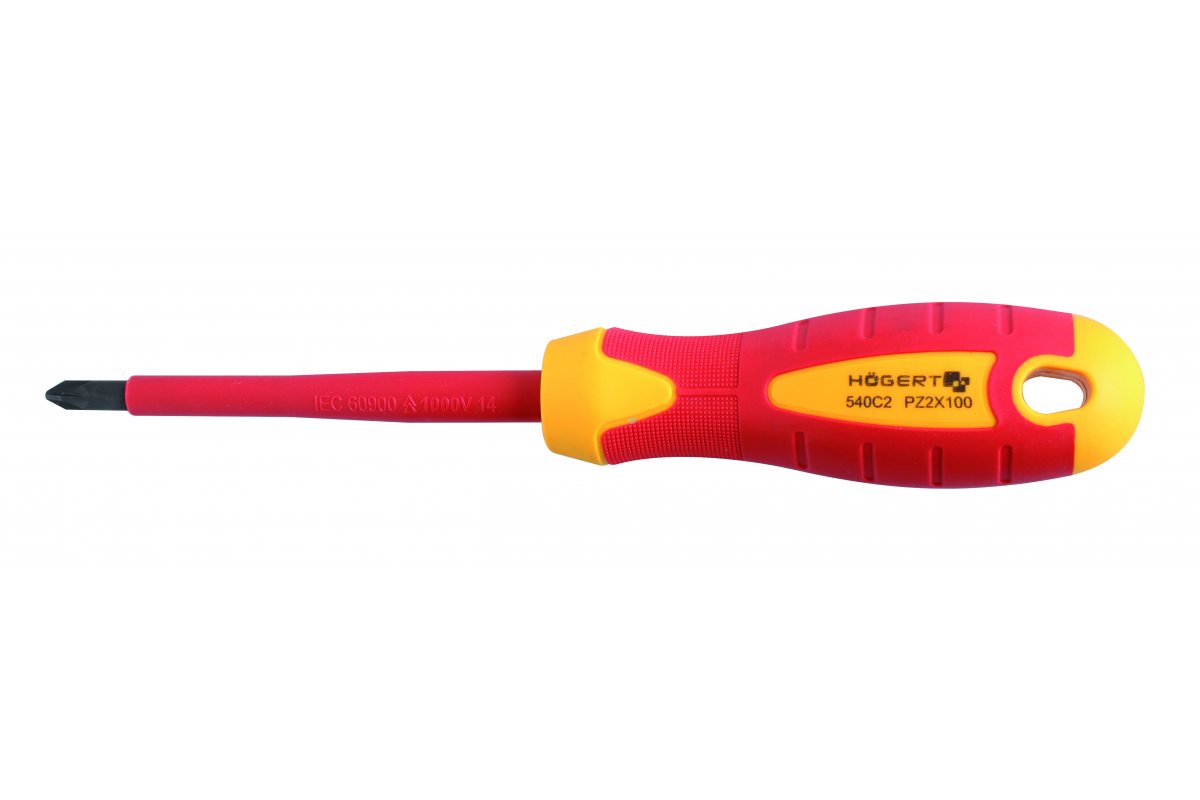 Högert Technik KreuzschlitzschraubendreherPZ1, 80 mm, 1000 V, S2 Stahl VDE
